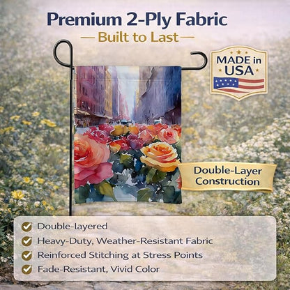 Caroline's Treasures New York Roses in Watercolor Garden Flag Mailbox Flag Decorative Yard Flag Banner Outside Patio Artwork Yard Flower Beds, Garden Size, Multicolor