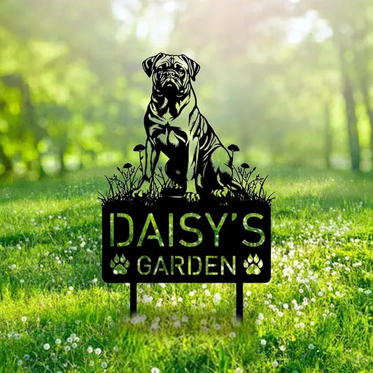 Custom Bullmastiff Dog Metal Memorial Garden Stake Personalized Pet Grave Marker Name Sign Remembrance Stake Decor Sympathy Dog Loss,Outdoor Statues for Yard Garden Lawn Patio Pathway Grave Gift.