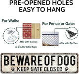Retro Sign Tin Sign Beware of Dog Keep Gate Closed Aluminum Sign Outdoor Wall Decor Shed Garage Man Cave Kitchen 4X16 Inch