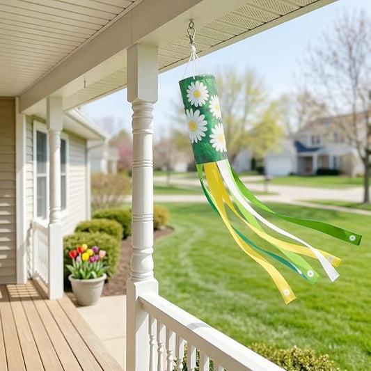 Madrona Brands Daisy Flower Windsock for Outside 48-Inch | Durable Outdoor Decorative Hanging Wind Sock Flag | Yard, Garden, Patio