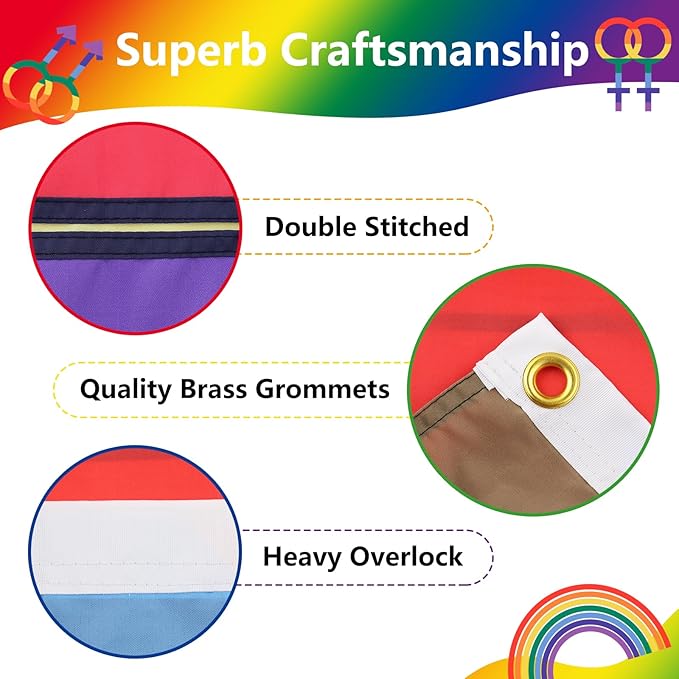 Pride Flags 3x5 Ft Everyone is Welcome Here Pride Decorations Outdoor Hanging LGBTQ Rainbow Gay Porgress Pride Flag Party Supplies for Indoor Outdoor Garden,Lawn,Yard, Parade Decor