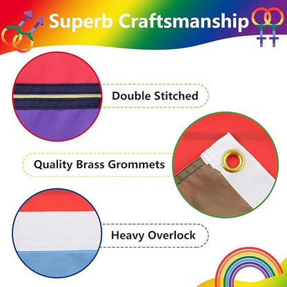 Pride Flags 3x5 Ft Everyone is Welcome Here Pride Decorations Outdoor Hanging LGBTQ Rainbow Gay Porgress Pride Flag Party Supplies for Indoor Outdoor Garden,Lawn,Yard, Parade Decor