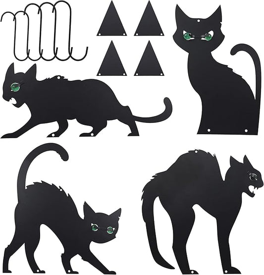 JOYIN 4 Pcs Halloween Black Cat Silhouette Yard Signs with Stakes, Halloween Decorations Outdoor, Halloween Yard Lawn Garden Sign for Family Home Front Yard Party Decor