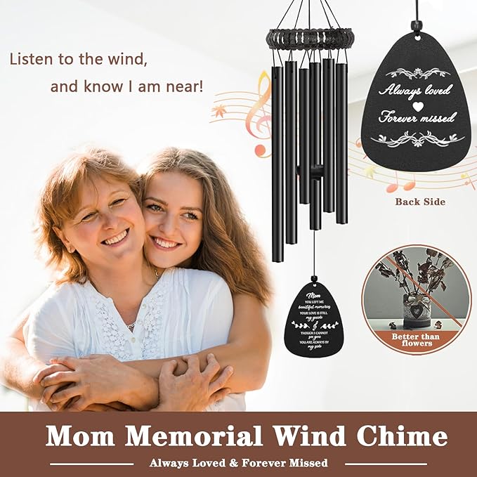 Soopau Sympathy Gifts for Loss of Mom, 30" Metal Memorial Wind Chimes for Loss of Mother, Loss of a Mother Sympathy Gifts, Windchimes in Memory of Mom