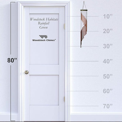 Woodstock Chimes Signature Collection, Woodstock Habitats Rainfall, Medium (31'') Green, Decor Designs Wind Chimes for Outdoor, Patio, Home or Garden Décor (HCRG)