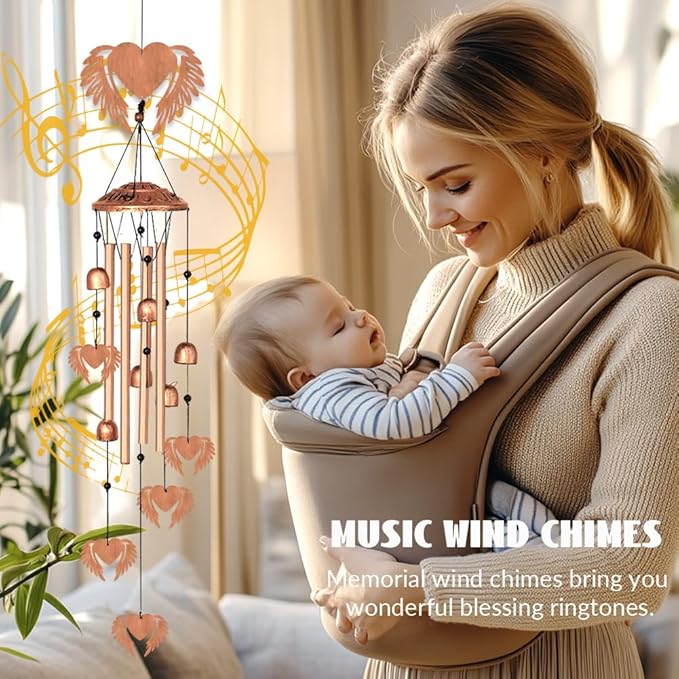 INFUNLY Outdoors Wind Chimes Love Wing Music Wind Chimes Large Aluminium Memorial Wind Chime Inspirational Gift for Women Garden Patio Home Decor