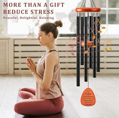 Sister Gifts, 32" Wind Chimes Sister Birthday Gifts, Gifts for Sister from Sisters Brother, Best Sister Ever Gifts, Black