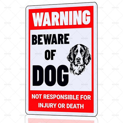 Beware of Dog Sign English Springer Metal Sign Warning Beware of Dog Signs for Fence Outdoor Farm Garden Gate Home Yard Decor 12x16 Inch