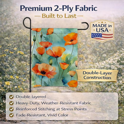 Caroline's Treasures California California Poppies in Watercolor Garden Flag Mailbox Flag Decorative Yard Flag Banner Outside Patio Artwork Yard Flower Beds, Garden Size, Multicolor
