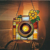 Vintage Retro Camera Acrylic Suncatcher Stained Glass Effect Window Car Hanging Christmas Ornament Indoor Outdoor Decor Garden Sun Catcher Panel for Acrylic Suncatcher Lover for Women Mom Grandma