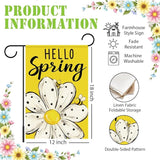 Hello Spring Garden Flags for Outside,Bee Daisy Spring Garden Flag Yard Lawn Porch Flags for Outdoor Decorations 12x18 Inch Double Sided