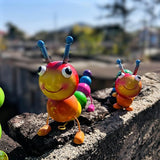 2 PackCute Caterpillar Metal Garden Statues Outdoor Art, Colorful Insect Lawn Ornaments for Backyard Patio Decorations, Funny Animal Yard Decor Gifts for Women Mom