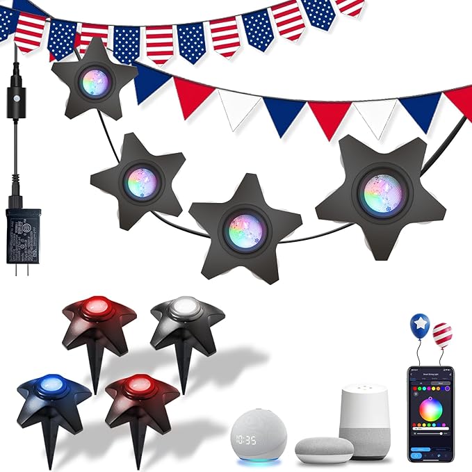 Outdoor Ground & Underwater Pond Lights 47ft - RGB Music Sync, IP68 Waterproof DIY Scene Modes, Works with Alexa Google Assistant, Safe 12V Low-Voltage Path Lights for Garden Patio Pool Wedding Party