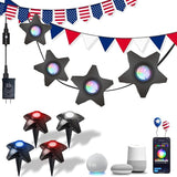 Outdoor Ground & Underwater Pond Lights 47ft - RGB Music Sync, IP68 Waterproof DIY Scene Modes, Works with Alexa Google Assistant, Safe 12V Low-Voltage Path Lights for Garden Patio Pool Wedding Party