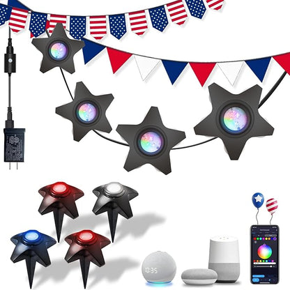 Outdoor Ground & Underwater Pond Lights 47ft - RGB Music Sync, IP68 Waterproof DIY Scene Modes, Works with Alexa Google Assistant, Safe 12V Low-Voltage Path Lights for Garden Patio Pool Wedding Party