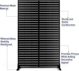 FENCY Metal Privacy Screen with Stand 72" H×44" W Outdoor Freestanding Privacy Panels, Outdoor Privacy Screen for Deck Patio Balcony(Black-Louvered)