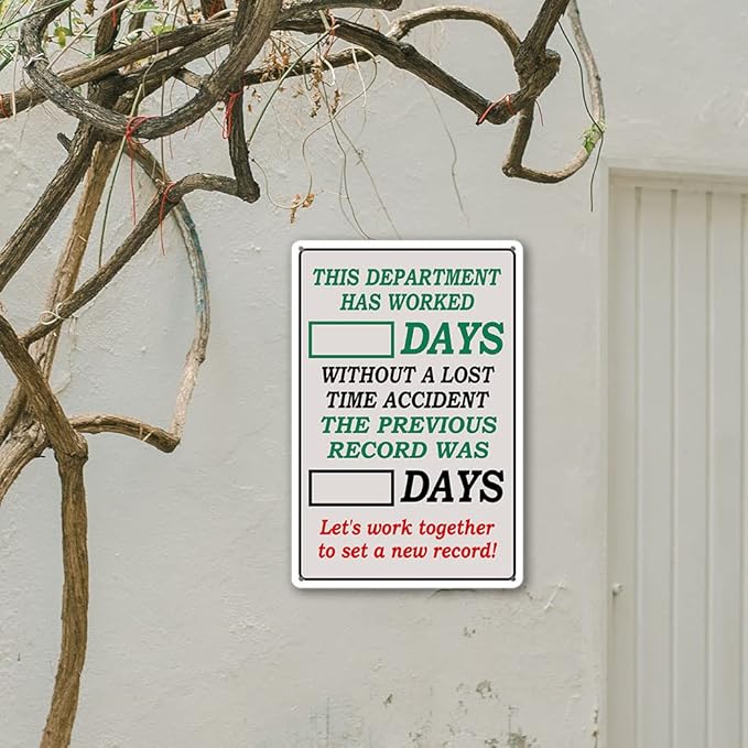 Funny Yard Metal Signs Outdoor Warning Tin Sign Days Since Last Incident Days Without Accident Sign Day Counter Signs 8"x12"