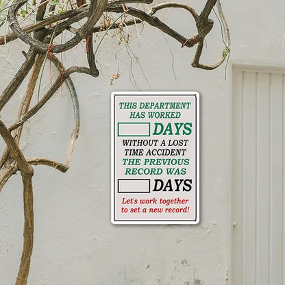 Funny Yard Metal Signs Outdoor Warning Tin Sign Days Since Last Incident Days Without Accident Sign Day Counter Signs 8"x12"