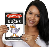 SmartSign Funny Beware Of Ducks Warning Sign - 10"x7", 40 mil Laminated Rust-free Aluminum - Metal Signs for Wall Decor, Outdoors, Patio, Gifts, Cafe - Ducks Theme, Made in USA