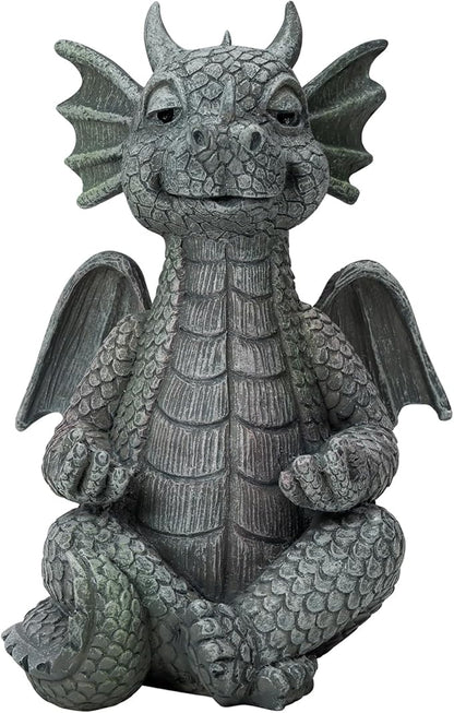 UTTCMK Garden Dragon Statue Decor - Meditation Dragon Sculpture Figurine Outdoor Decoration, Zen Yoga Garden Art Sculpture for Patio Lawn Yard Balcony Indoor Decor(Hands Flat)
