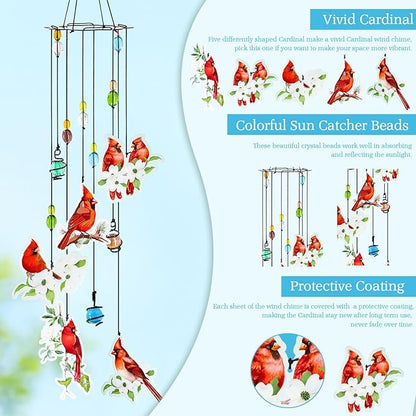 Cardinal Wind Chimes Gifts for Women Wind Chime, Wind Chimes for Outside, Cardinal Decor Thank You Gift for Mom Friend Sisters- Mother's Day, Birthday, Thanksgiving Day