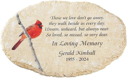 Fox Valley Traders Custom Oval-Shaped Cardinal Memorial Garden Stone, 100% Resin, Outdoor Décor - Measures 11 1/2" Wide x 8" High