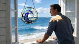 Stained Glass Window Hanging - Huge Waves and Turbulent Seas 6.3 Inches Suncatcher for Garden Home Decor for Women Mon Grandma Friends
