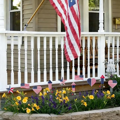 hogardeck 4th of July Decorations Outdoor, 10 PCS Metal Patriot Star Firework Decorative Garden Stakes for Fourth of July Decorations, Patriotic Yard Signs for Garden Memorial Day Decorations