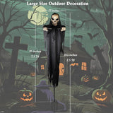 LarpGears Outdoor Halloween Skeleton Decorations, 7.8Ft Flying Rotated Skull Reaper Ghost Scarecrow Decorations for Garden, Porch, Yard