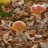 Mushroom Decor - Fairy Garden Accessories Outdoor Spring Patio Decoration 4 PCS Mushroom Statues with Stakes (Orange2+Nutshell2)