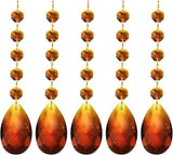 PATIKIL Teardrop Crystal Chandelier, 5 Pack 135mm Length Prisms Part Dark Amber