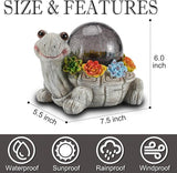 Solar Turtle Garden Statue Lights for Outdoor Decor with Cracked Glass LED Figurine Lighting Resin Succulent Tortoise Decorations Patio Lawn Yard Housewarming Mom Gifts (Grey, Large)