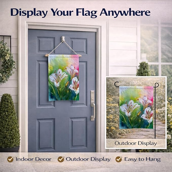 Caroline's Treasures Utah Sego Lilies in Watercolor Garden Flag Mailbox Flag Decorative Yard Flag Banner Outside Patio Artwork Yard Flower Beds, Garden Size, Multicolor