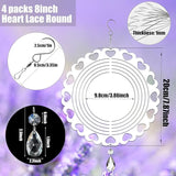 4Pack 8inch Sublimation Wind Spinner Blanks 3D Aluminum Metal Wind Sculpture Kinetic Spinners for Yard and Garden Indoor Art Ornaments Hanging Decoration (Heart Lace Round)
