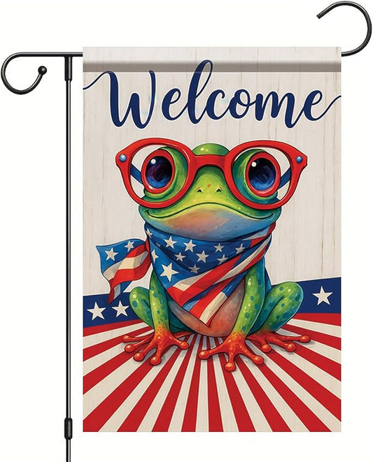 Spring Summer Garden Flag 12x18 Inch Patriotic Highland Cow American Flag Floral Farm Animal Design Outdoor Yard Porch Lawn for Seasonal Farmhouse Country Home Decor