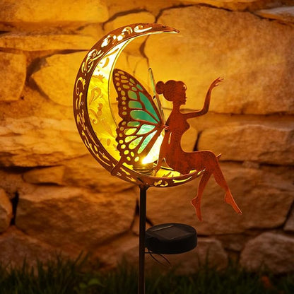 Solar Watering Can Lights with Fairy & Flowers, Outdoor Garden Decor with Cascading String Lights, Waterproof Solar Powered Hanging Light for Patio Yard Pathway, Gift for Mom Lovers Gardeners (Fairy)