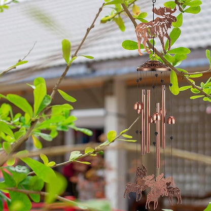 VioraWhite Moose Wind Chimes Decorations Gifts for Women Men Mom Wife Grandma Birthday Gifts Metal Moose Wind Chimes for Outside Indoors, Lawn, Patio, Home, Porch, Yard Decor, Garden Decor