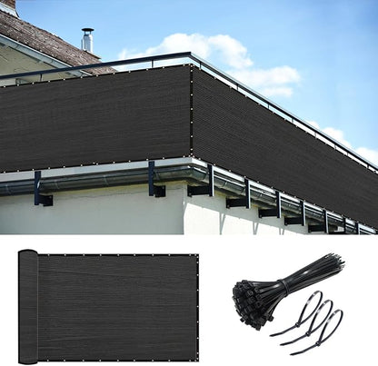 KANAGAWA 3ft x 16ft Privacy Screen Fence, 90% Blockage Heavy Duty 175 GSM Fencing Mesh Net Cover for Outdoor Wall Garden Yard Backyard 40 Cable Zip Ties Included Black