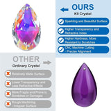 PATIKIL K9 Crystal Pendants Teardrop Beads, 10 Pack 38mm Prisms DIY Electroplating Purple