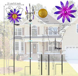 Solar Wind Spinners Outdoor,Butterfly Garden Windmill Metal Flower Wind Sculptures for Yard Art Lawn Decor(Purple)