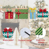 Afirst Christmas Yard Stakes Gift Box Christmas Yard Decorations Detachable 4 Stacked Gifts Boxes Metal Yard Stakes Outdoor Xmas Stake for Lawn Pathway Outdoor Decoration