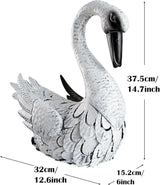 White Swan Garden Statue, Metal Goose Outdoor Decor for Yard Pool Patio Fountain Display