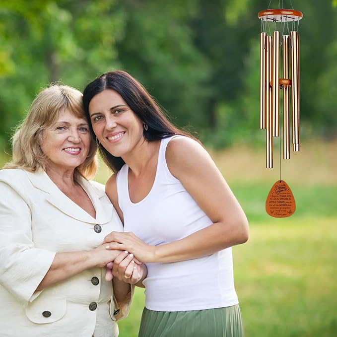 Mothers Day Wind Chimes for Mom, 28 Inches Outdoor Indoor Gift with Mute Option, Birthday Present from Daughter or Son, Hanging Decor for Patio Porch Balcony Yard, Mothers Day Items Gift for Mother