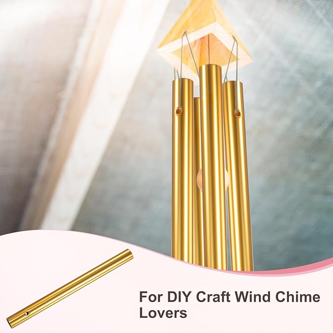 M METERXITY 20-Pack Wind Chime Tubes, Aluminum Wind Chime Empty Tubes, Metal Wind Bell for Adults Arts and Crafts/DIY Home Garden Outdoor Hanging Decorations [1x12cm, Gold]
