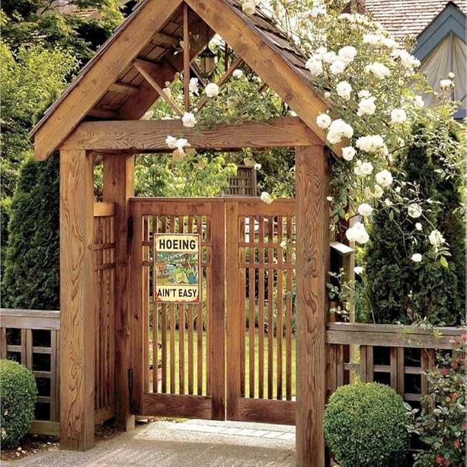 Funny Garden Sign For Outside 7.8 X 11.8 Inch, Humorous Garden Accessories Patio Decor Signs for Outside, Funny Signs Gardening Gifts For Women Plant Lovers Metal Wall Decor