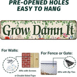 Grow Damn It! Garden Sign Mom Plaque, Gardening Signs Vintage Decor Dads Decorative Plaques, Funny Decoration Herbs Fruit Flowers Vegetables Produce Gift 4" x 16"