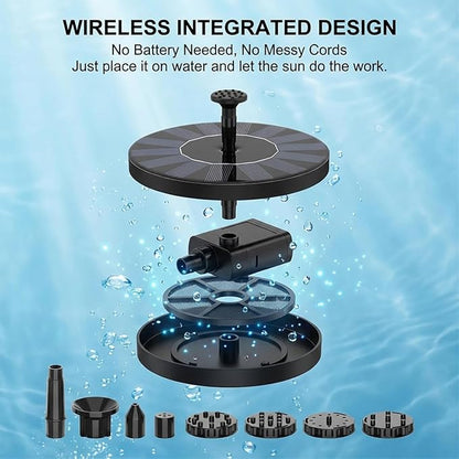 2026 New Solar Fountain for Bird Bath, Floating Mini Solar Water Fountain with 6 Nozzles for Garden, Pond, Pool, and Outdoor (1, 5.1in)