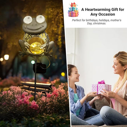 SRNPMIU Solar Lights Outdoor Decor, Solar Frog Yard Decorations Outdoor, Garden Decorative, IP65 Waterproof, Gifts for Women Mom, for Yard Patio Lawn Pathway Landscape