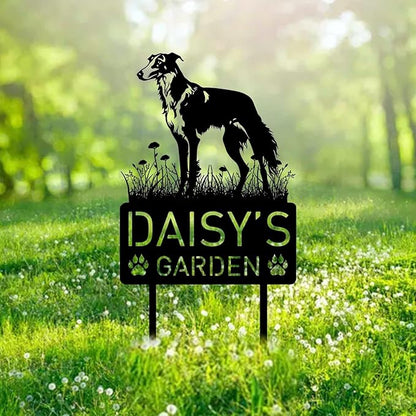 Custom Borzoi Dog Metal Memorial Garden Stake Personalized Pet Grave Marker Name Sign Remembrance Stake Decor Sympathy Dog Loss,Outdoor Statues for Yard Garden Lawn Patio Pathway Grave.