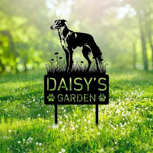 Custom Borzoi Dog Metal Memorial Garden Stake Personalized Pet Grave Marker Name Sign Remembrance Stake Decor Sympathy Dog Loss,Outdoor Statues for Yard Garden Lawn Patio Pathway Grave.
